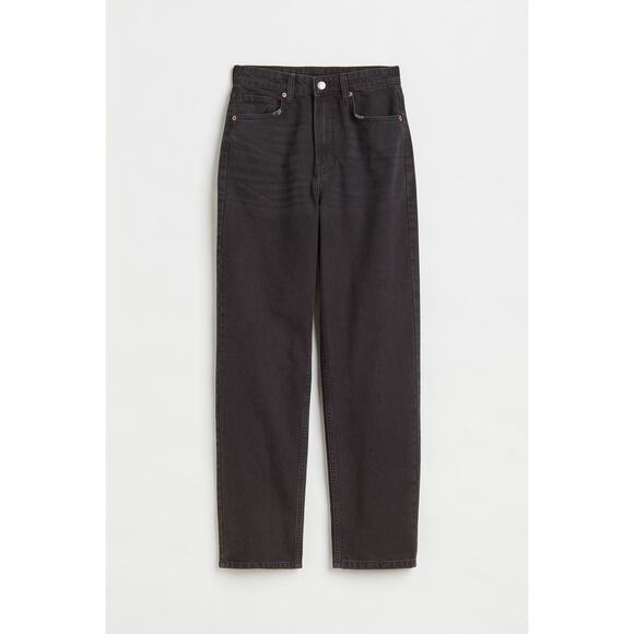 H&M 90s Straight High Jeans NWT women’s 6 black full length jeans  retail $50 - Picture 1 of 6